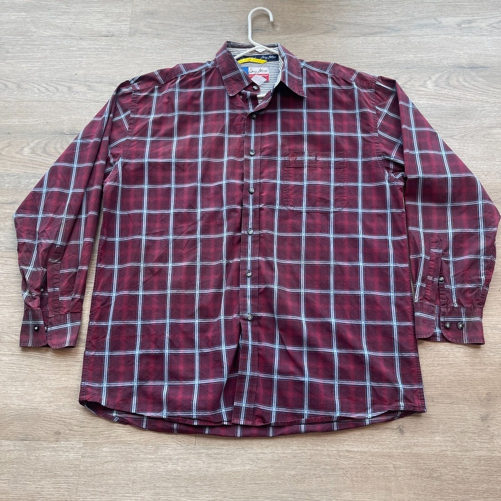 Vintage Wrangler George Strait Collection Long Sleeve Shirt Mens Plaid Maroon